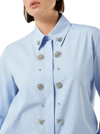 Marina Rinaldi Women's Organic Cotton Poplin Shirt - Sky Blue - Size 22 | Thumbnail 4
