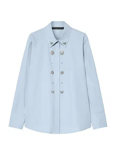 Marina Rinaldi Women's Organic Cotton Poplin Shirt - Sky Blue - Size 22 | Thumbnail 1