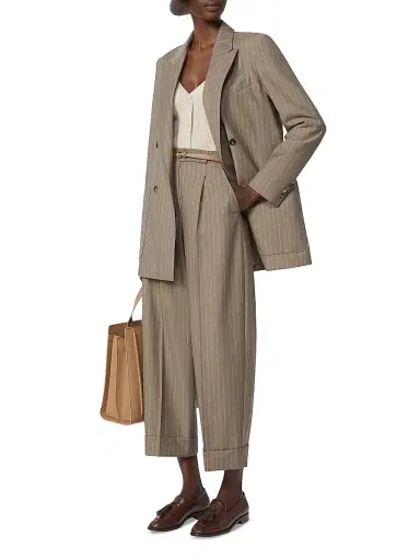 Max Mara Women's Oversized Pinstripe Woollen Cloth Blazer | Thumbnail 4