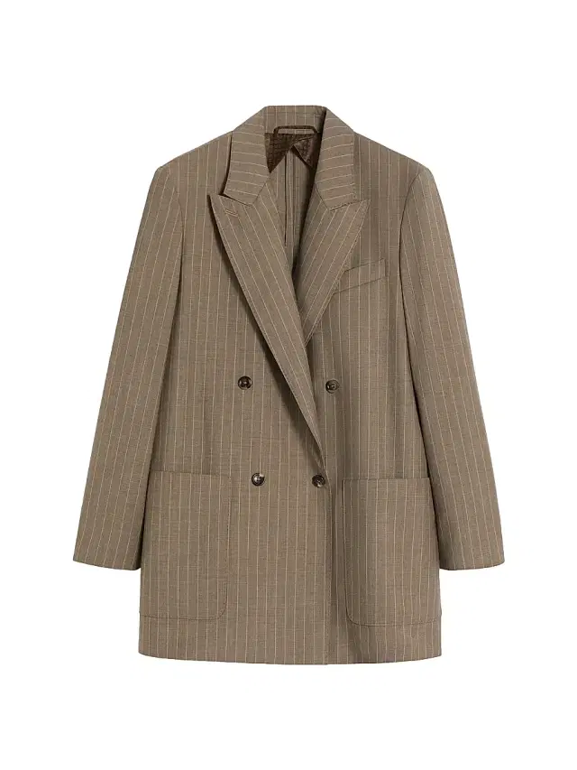 Max Mara Women's Oversized Pinstripe Woollen Cloth Blazer - Hazelnut Brown