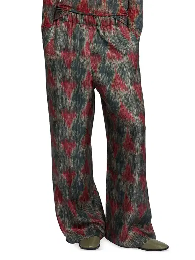 MM Max Mara Women's Printed Silk Palazzo Trousers | Thumbnail 2