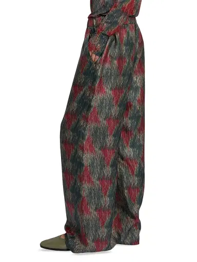 MM Max Mara Women's Printed Silk Palazzo Trousers | Thumbnail 3