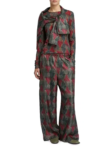 MM Max Mara Women's Printed Silk Palazzo Trousers | Thumbnail 5