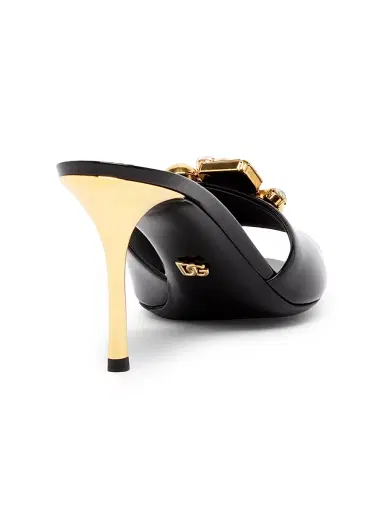 Dolce & Gabbana Women's 90MM Embellished Patent Leather Mules - Nero Oro Crystal - Size 10 | Thumbnail 3 Dolce & Gabbana Women's 90MM Embellished Patent Leather Mules - Nero Oro Crystal - Size 10 | Thumbnail 3