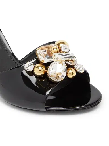 Dolce & Gabbana Women's 90MM Embellished Patent Leather Mules - Nero Oro Crystal - Size 10 | Thumbnail 5 Dolce & Gabbana Women's 90MM Embellished Patent Leather Mules - Nero Oro Crystal - Size 10 | Thumbnail 5