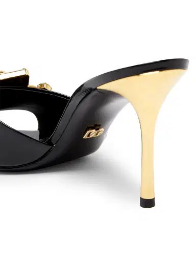 Dolce & Gabbana Women's 90MM Embellished Patent Leather Mules - Nero Oro Crystal - Size 10 | Thumbnail 7 Dolce & Gabbana Women's 90MM Embellished Patent Leather Mules - Nero Oro Crystal - Size 10 | Thumbnail 7