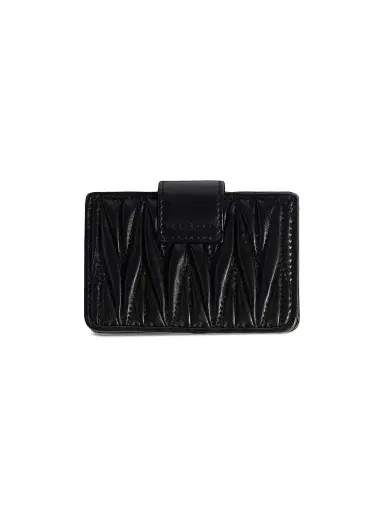 Miu Miu Women's Matelassé Nappa Leather Card Holder - Black | Thumbnail 2 Miu Miu Women's Matelassé Nappa Leather Card Holder - Black | Thumbnail 2