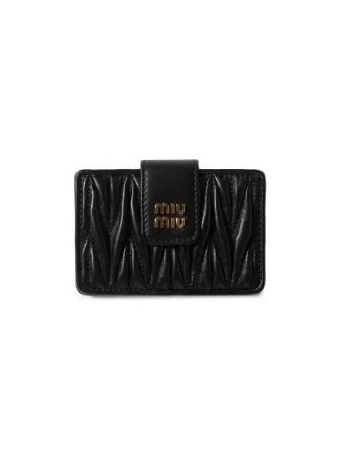 Miu Miu Women's Matelassé Nappa Leather Card Holder - Black | Thumbnail 1 Miu Miu Women's Matelassé Nappa Leather Card Holder - Black | Thumbnail 1