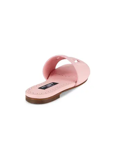 Dolce & Gabbana Girl's Logo Leather Slides - Rosa 6 (Child) | Thumbnail 2 Dolce & Gabbana Girl's Logo Leather Slides - Rosa 6 (Child) | Thumbnail 2