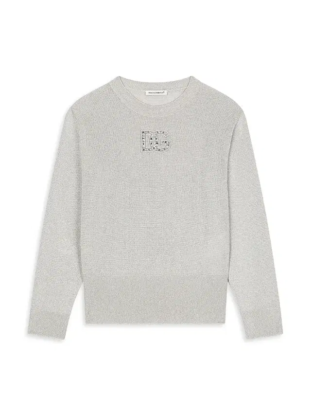 Dolce & Gabbana Little Girl's & Girl's Embellished 'DG' Crewneck Sweater - White