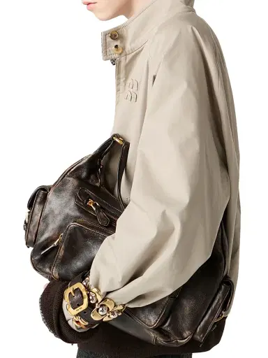 Miu Miu Women's Reversible Houndstooth Check and Panama Cotton Blouson Jacket - Grey - Size 6 | Thumbnail 4
