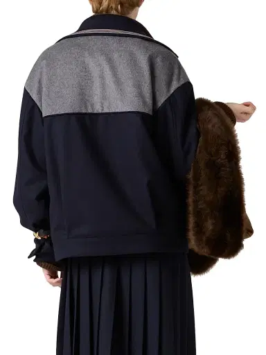 Miu Miu Women's Velour Blouson Zipper Jacket - Blue | Thumbnail 3 Miu Miu Women's Velour Blouson Zipper Jacket - Blue | Thumbnail 3