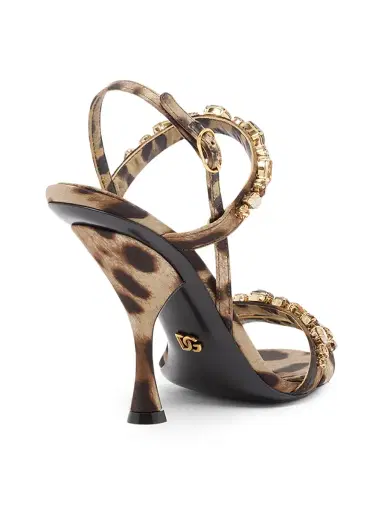 Dolce & Gabbana Women's Desire Crystal-Embellished Leopard-Print Sandals - Leo New - Size 10 | Thumbnail 3