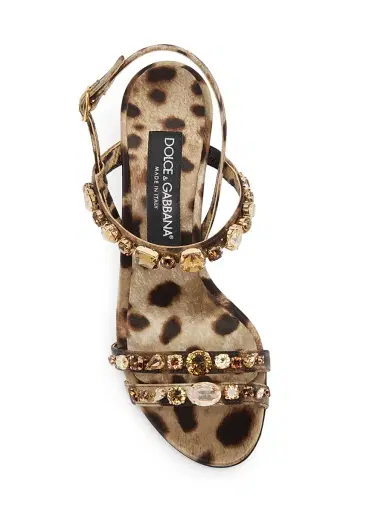 Dolce & Gabbana Women's Desire Crystal-Embellished Leopard-Print Sandals - Leo New - Size 10 | Thumbnail 4