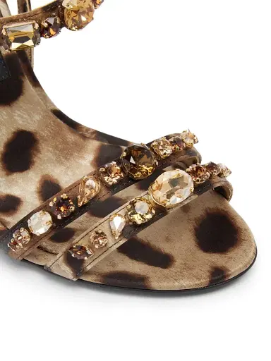 Dolce & Gabbana Women's Desire Crystal-Embellished Leopard-Print Sandals - Leo New - Size 10 | Thumbnail 5