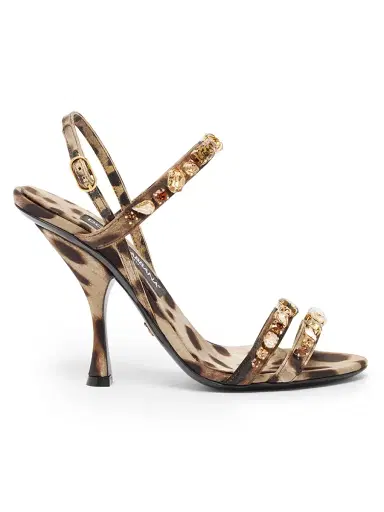 Dolce & Gabbana Women's Desire Crystal-Embellished Leopard-Print Sandals - Leo New - Size 10 | Thumbnail 1