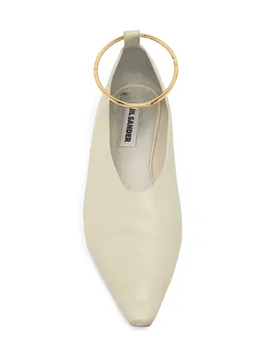 Jil Sander Women's Ring Leather Ballerina Flats - Bone - Size 11 | Thumbnail 5