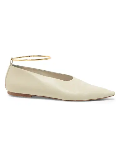 Jil Sander Women's Ring Leather Ballerina Flats - Bone - Size 11 | Thumbnail 1