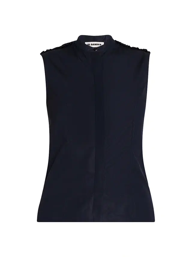 Jil Sander Women's Tailored Cotton Poplin Sleeveless Top - Navy