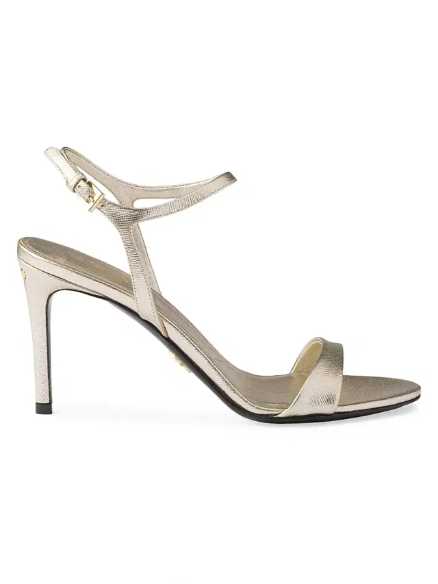 Prada Women's Saffiano Leather Sandals - Gold
