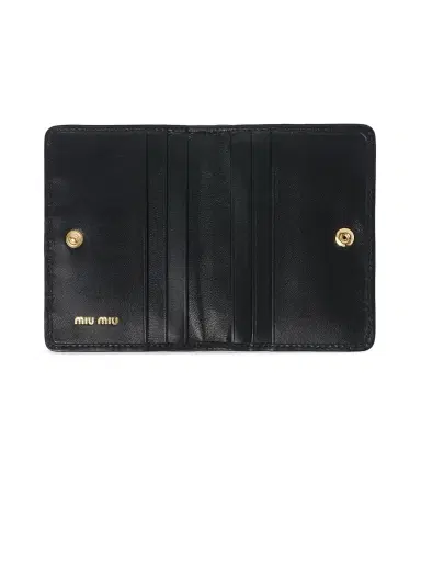 Miu Miu Women's Matelassé Nappa Leather Card Holder - Black | Thumbnail 3