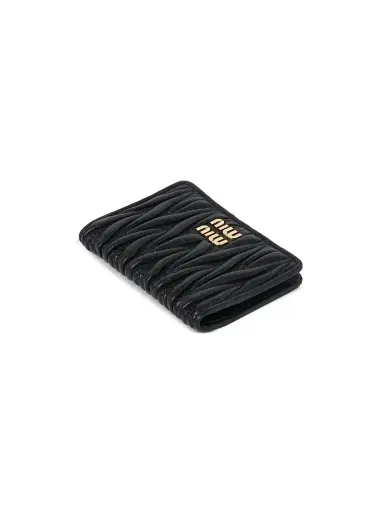 Miu Miu Women's Matelassé Nappa Leather Card Holder - Black | Thumbnail 4