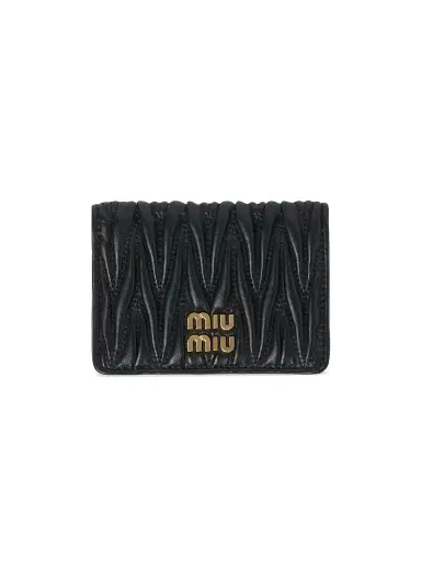 Miu Miu Women's Matelassé Nappa Leather Card Holder - Black | Thumbnail 1