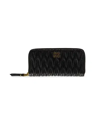 Miu Miu Women's Large Matelassé Nappa Leather Wallet - Black | Thumbnail 1