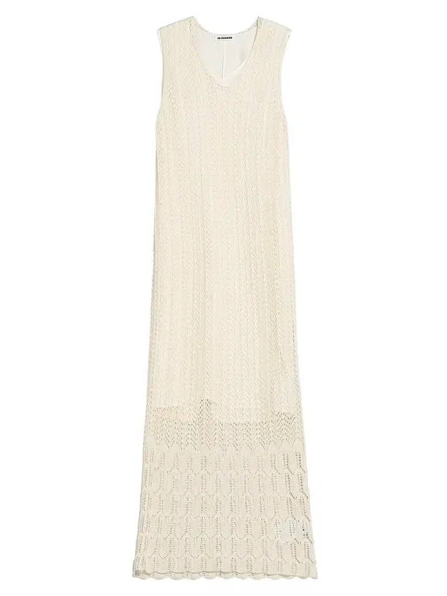 Jil Sander Women's Chevron Knit Cotton Maxi Dress - Eggshell