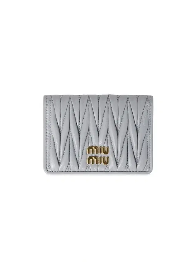 Women's Matelassé Nappa Leather Card Holder - Grey