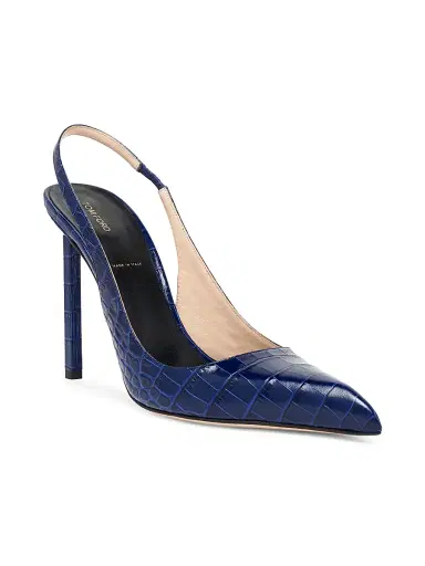 Tom Ford Women's 105MM Croc-Embossed Slingback Pumps - Sea Blue - Size 10.5 | Thumbnail 2