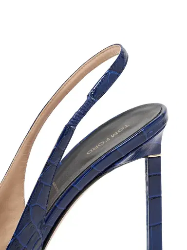 Tom Ford Women's 105MM Croc-Embossed Slingback Pumps - Sea Blue - Size 10.5 | Thumbnail 6