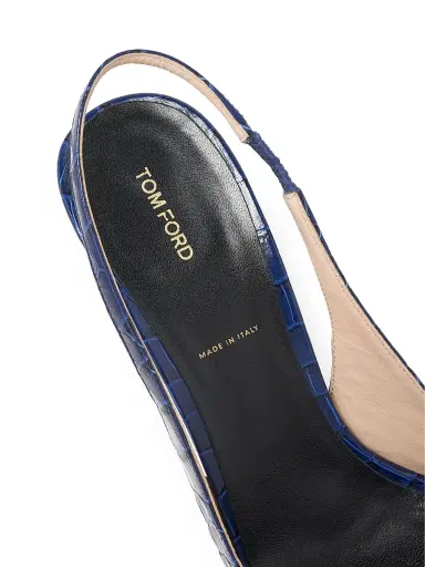 Tom Ford Women's 105MM Croc-Embossed Slingback Pumps - Sea Blue - Size 10.5 | Thumbnail 7