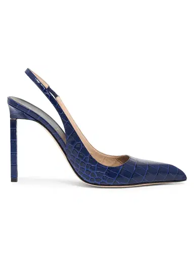 Tom Ford Women's 105MM Croc-Embossed Slingback Pumps - Sea Blue - Size 10.5 | Thumbnail 1