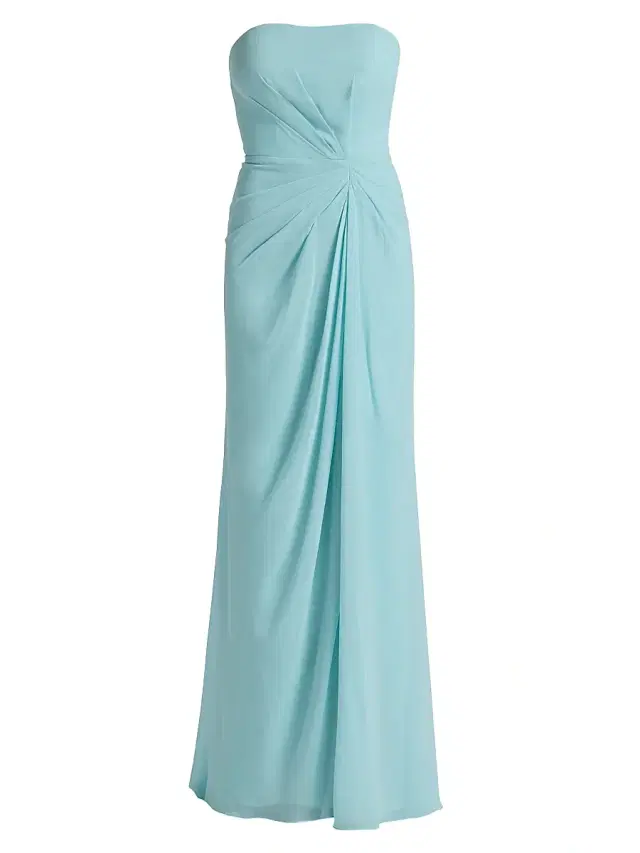 Women's Fleuri Pleated Strapless Gown - Baby Blue