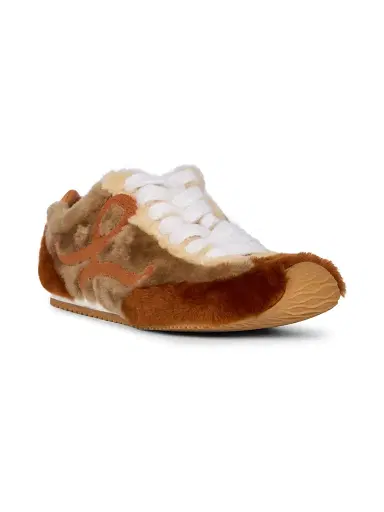 LOEWE Women's Ballet Runner 2.0 Shearling Low-Top Running Sneakers - Tan Multitone | Thumbnail 3 LOEWE Women's Ballet Runner 2.0 Shearling Low-Top Running Sneakers - Tan Multitone | Thumbnail 3
