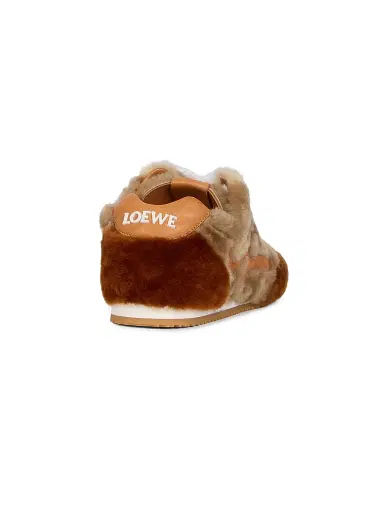 LOEWE Women's Ballet Runner 2.0 Shearling Low-Top Running Sneakers - Tan Multitone | Thumbnail 4 LOEWE Women's Ballet Runner 2.0 Shearling Low-Top Running Sneakers - Tan Multitone | Thumbnail 4