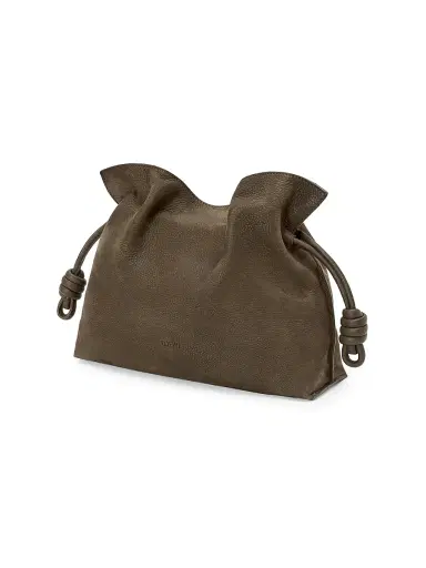 Loewe Women's Medium Flamenco Drawstring Grained Leather Clutch - Tundra | Thumbnail 2 Loewe Women's Medium Flamenco Drawstring Grained Leather Clutch - Tundra | Thumbnail 2