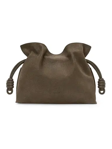 Loewe Women's Medium Flamenco Drawstring Grained Leather Clutch - Tundra | Thumbnail 1 Loewe Women's Medium Flamenco Drawstring Grained Leather Clutch - Tundra | Thumbnail 1