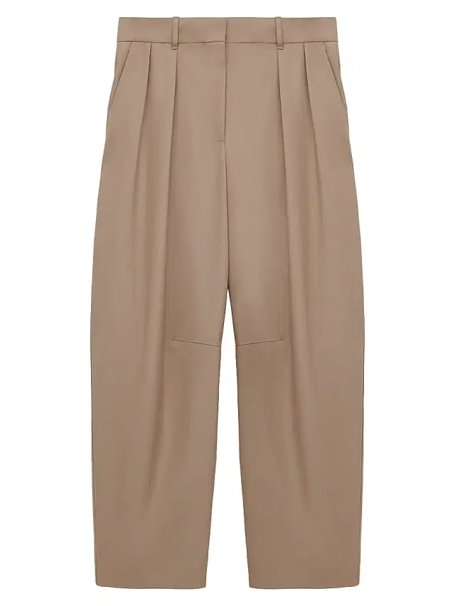LOEWE Women's Pleated Wool-Blend Barrel Trousers - Beige