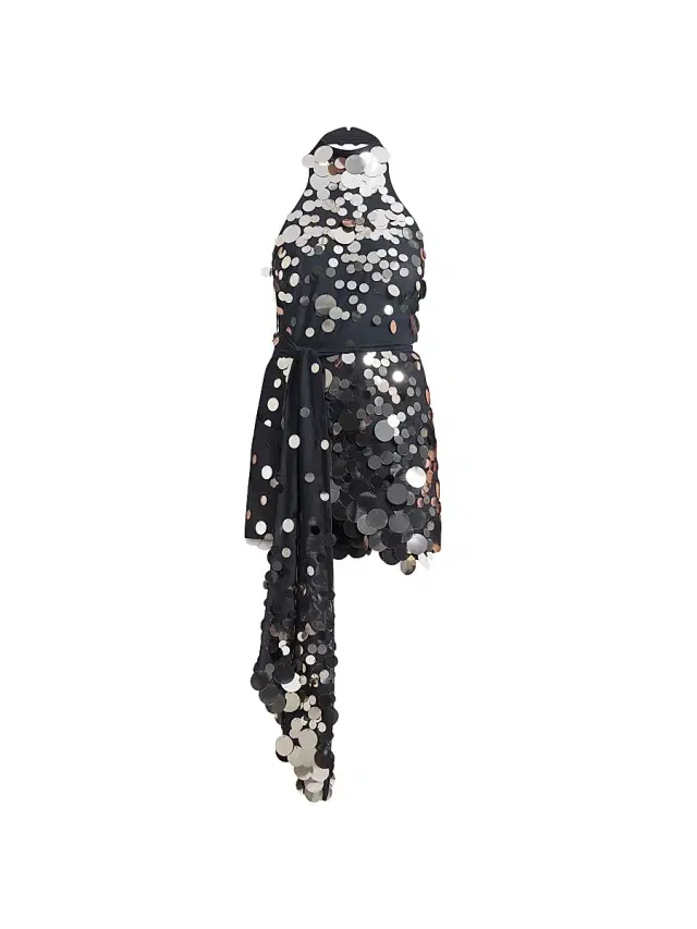 Women's Dream Of Light Sequined Wrap Minidress - Black Gold