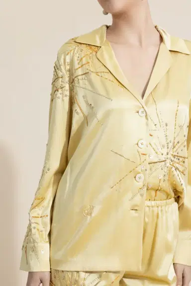 BERNADETTE Louis Pyjama Blouse - Gold Sparkle Sequin | Thumbnail 3 BERNADETTE Louis Pyjama Blouse - Gold Sparkle Sequin | Thumbnail 3