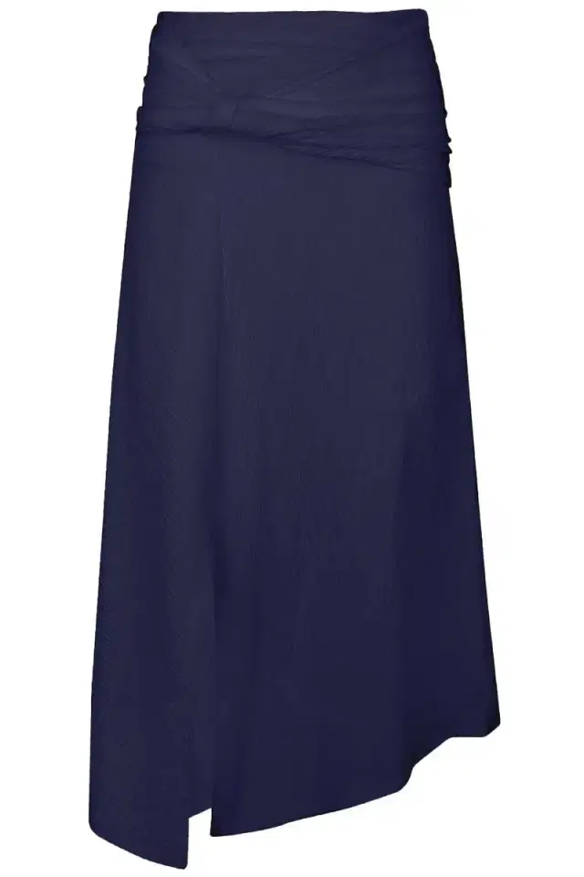 Victoria Beckham Twist Detail Midi Skirt  - Navy