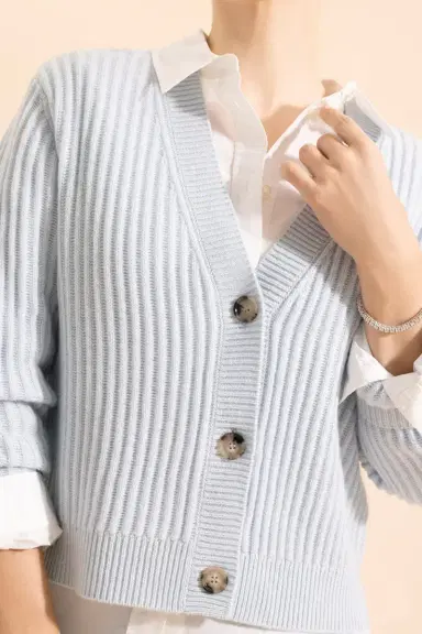 Allude V Neck Cardigan - Daylight Shimmer | Thumbnail 2