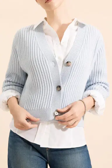 Allude V Neck Cardigan - Daylight Shimmer | Thumbnail 3