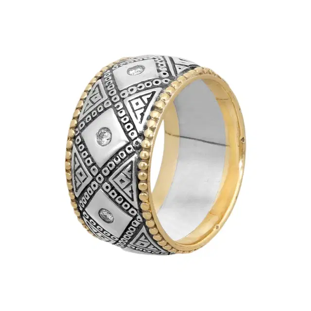 Konstantino Sterling Silver & 18K Yellow Gold Diamond Band Ring Sz. 9 by The Solist