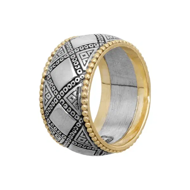 Konstantino Sterling Silver & 18K Yellow Gold Sectional Band Ring Sz. 10 by The Solist