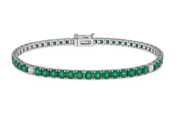4.16ct Emerald Diamond 18K Gold Tennis Bracelet