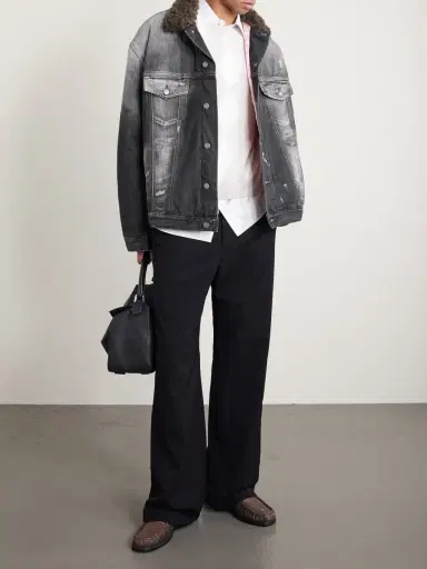 Acne Studios Robert Plush-Trimmed Padded Distressed Denim Jacket - Men | Thumbnail 2 Acne Studios Robert Plush-Trimmed Padded Distressed Denim Jacket - Men | Thumbnail 2