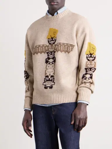 KAPITAL Peckish Totem Pole Intarsia Wool-Blend Sweater - Men | Thumbnail 3 KAPITAL Peckish Totem Pole Intarsia Wool-Blend Sweater - Men | Thumbnail 3